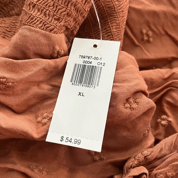 NWT Old Navy Smocked Eyelet Clip Dot Midi Dress - Warm Hickory - Picture 10 of 13